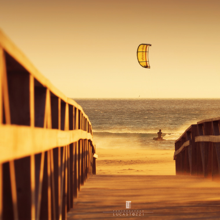 Kitesurfing kite in the air